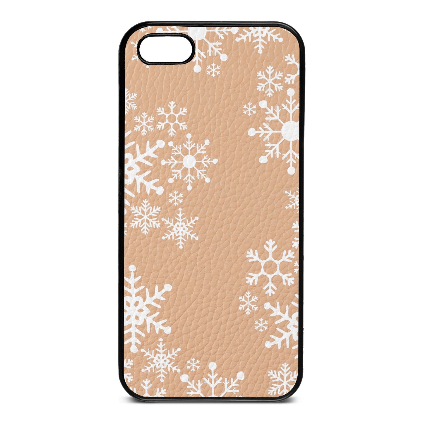 Snowflake Nude Pebble Leather iPhone 5 Case
