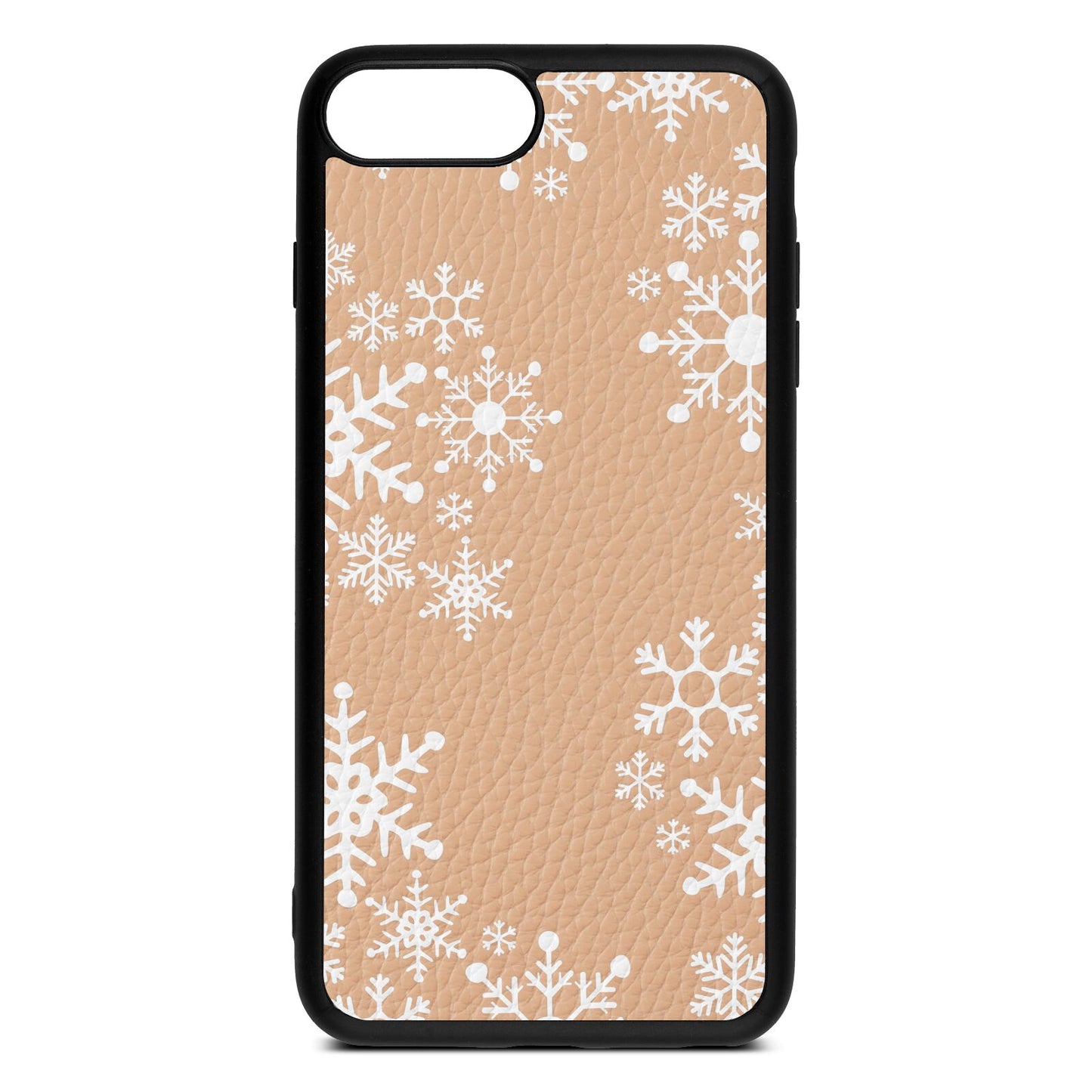 Snowflake Nude Pebble Leather iPhone 8 Plus Case
