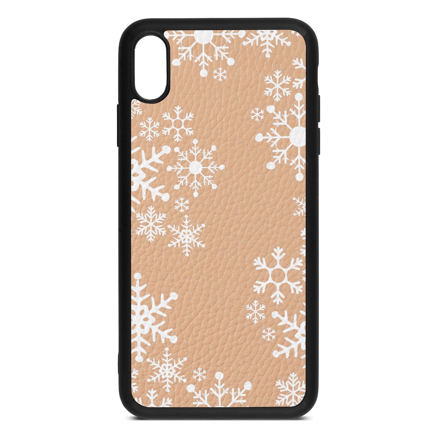 Snowflake Nude Pebble Leather iPhone Xs Max Case