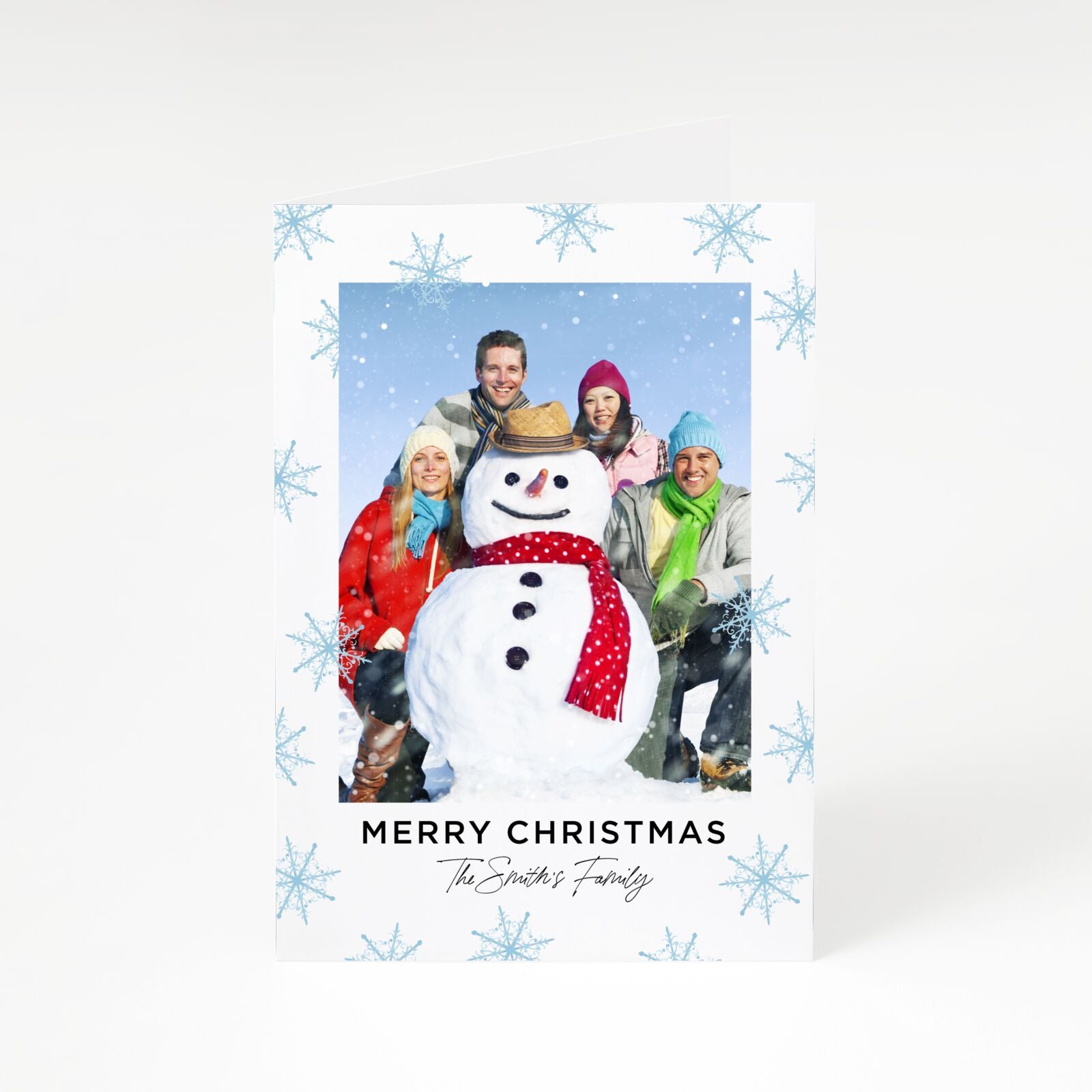 Snowflake Photo Upload Family A5 Greetings Card