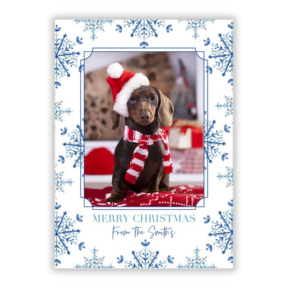 Snowflake Photograph and Name Christmas A5 Flat Greetings Card