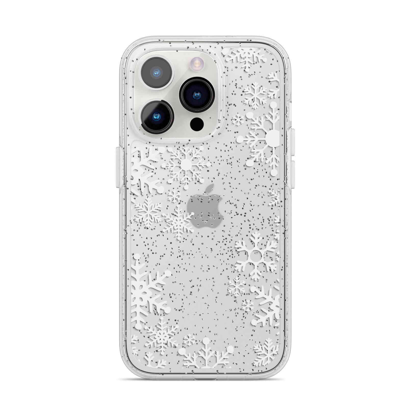 Snowflake iPhone 14 Pro Glitter Tough Case Silver