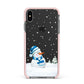 Snowman Apple iPhone Xs Max Impact Case Pink Edge on Black Phone