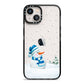 Snowman iPhone 13 Black Impact Case on Silver phone