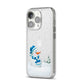 Snowman iPhone 14 Pro Clear Tough Case Silver Angled Image