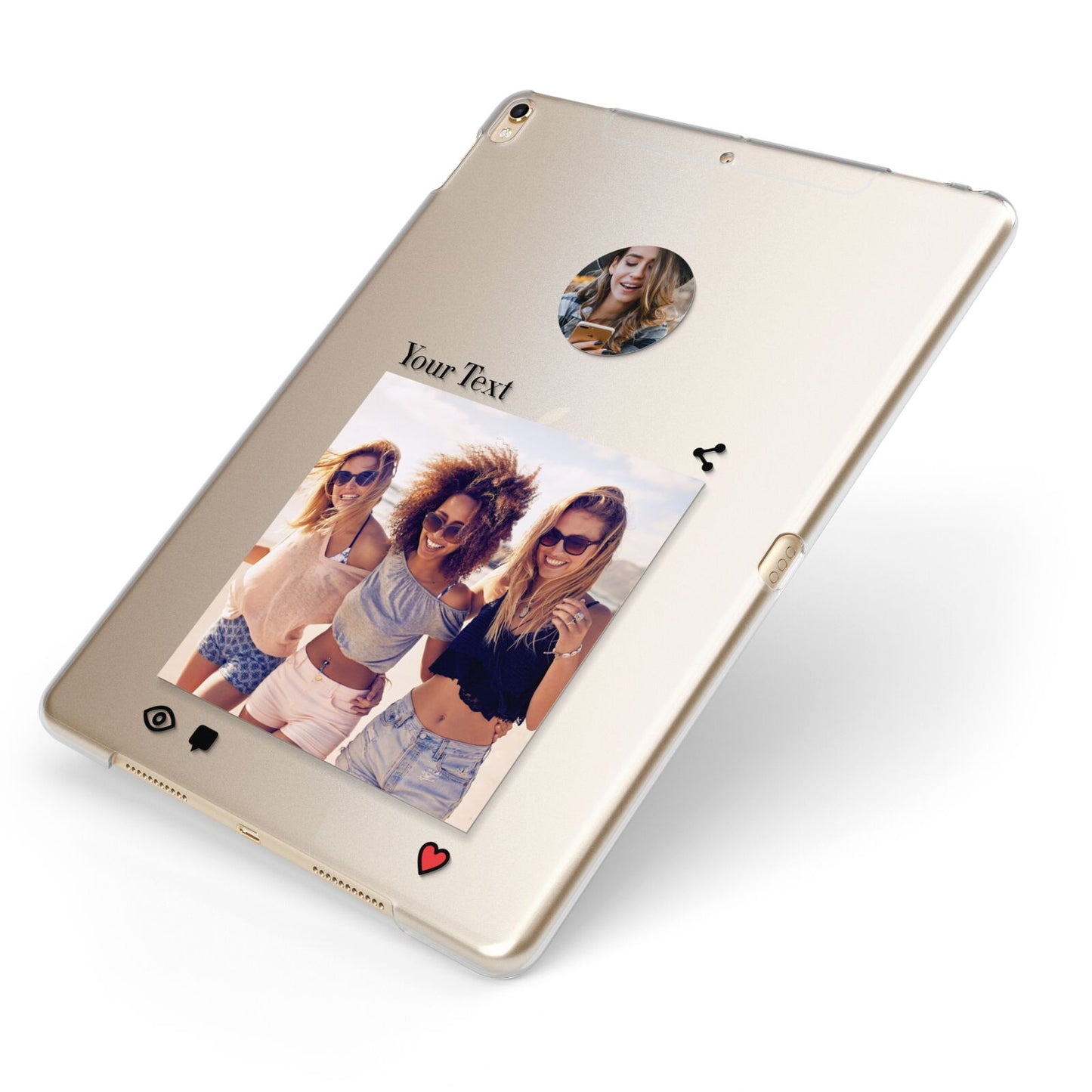 Social Media Photo Apple iPad Case on Gold iPad Side View