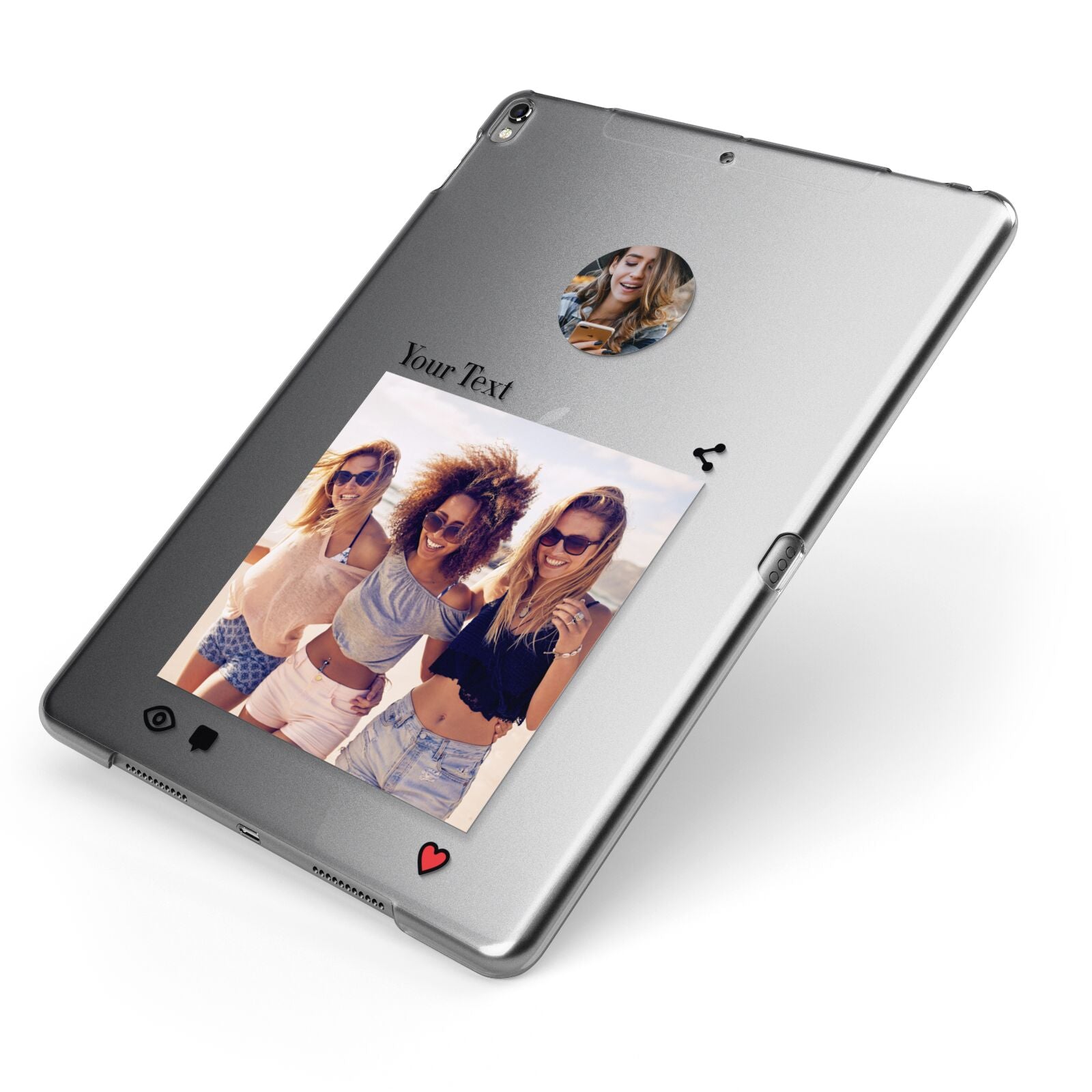 Social Media Photo Apple iPad Case on Grey iPad Side View