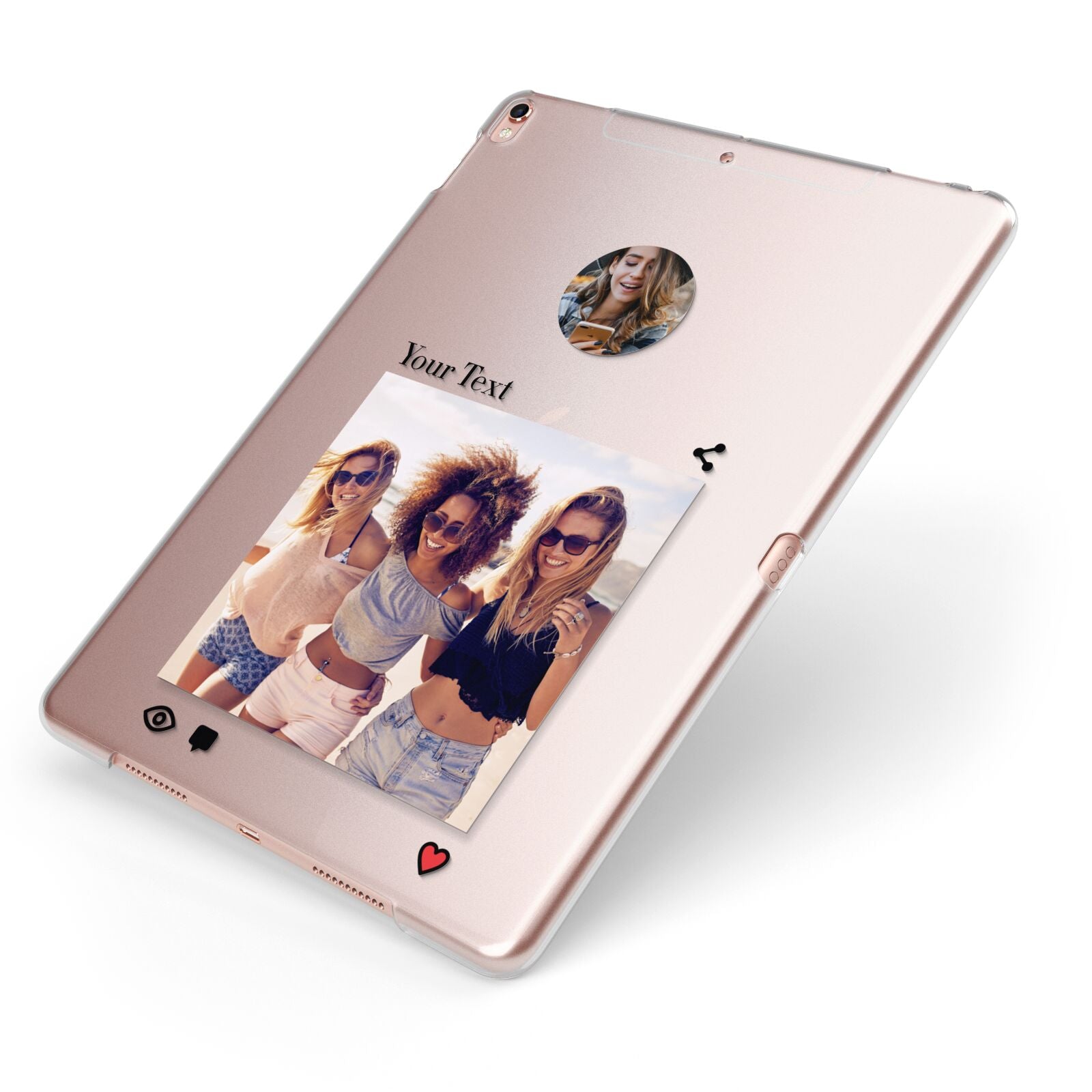 Social Media Photo Apple iPad Case on Rose Gold iPad Side View
