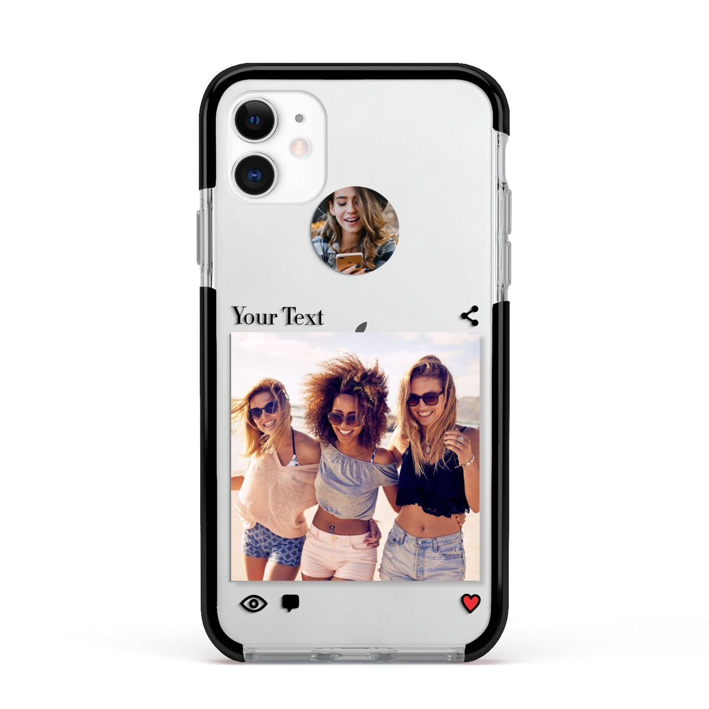 Social Media Photo Apple iPhone 11 in White with Black Impact Case