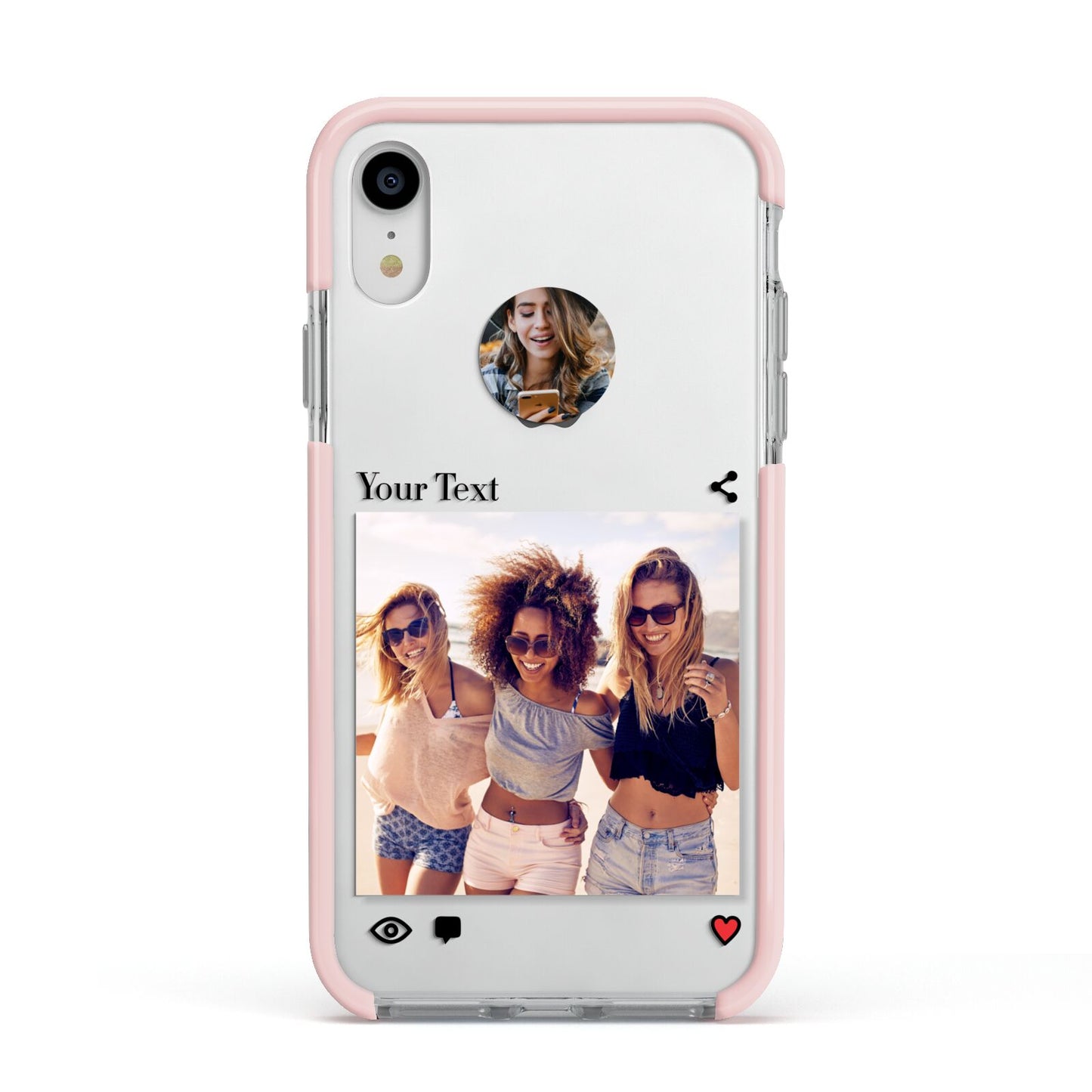 Social Media Photo Apple iPhone XR Impact Case Pink Edge on Silver Phone