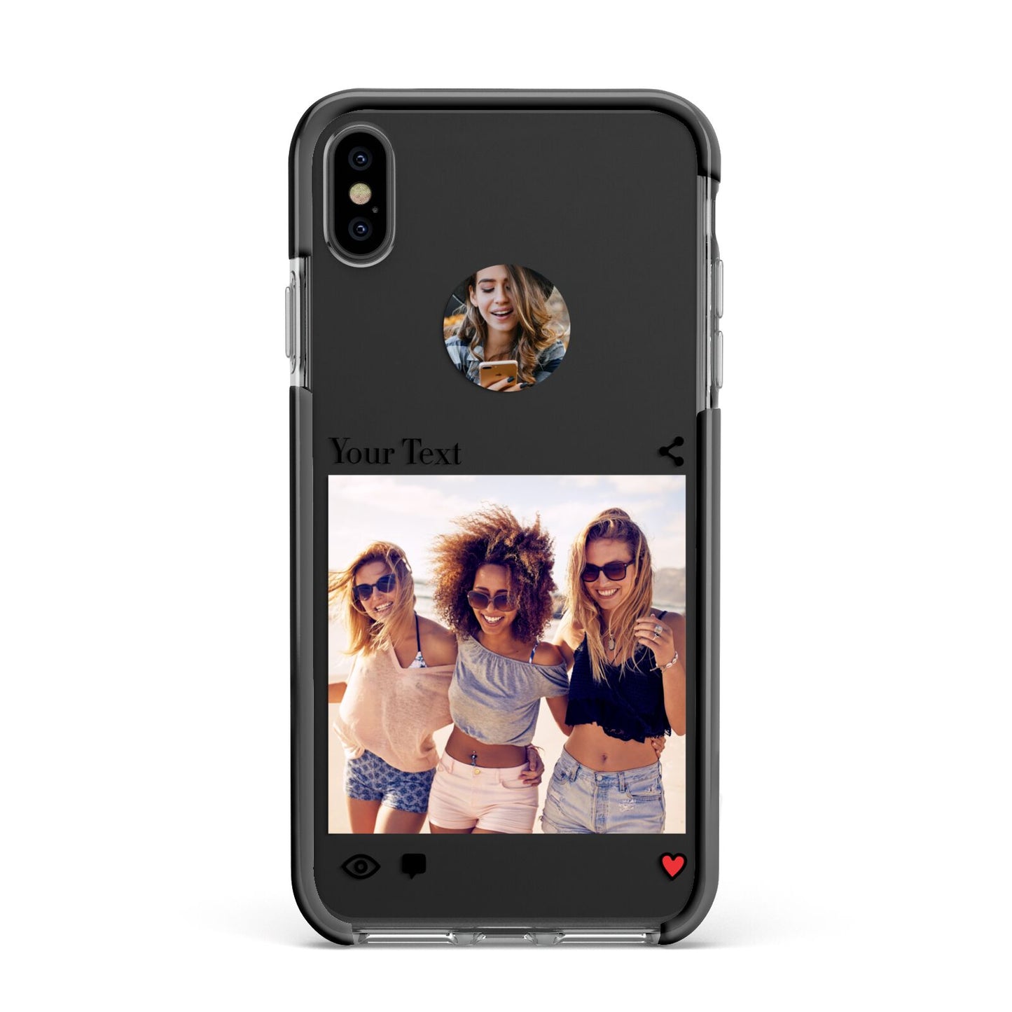 Social Media Photo Apple iPhone Xs Max Impact Case Black Edge on Black Phone