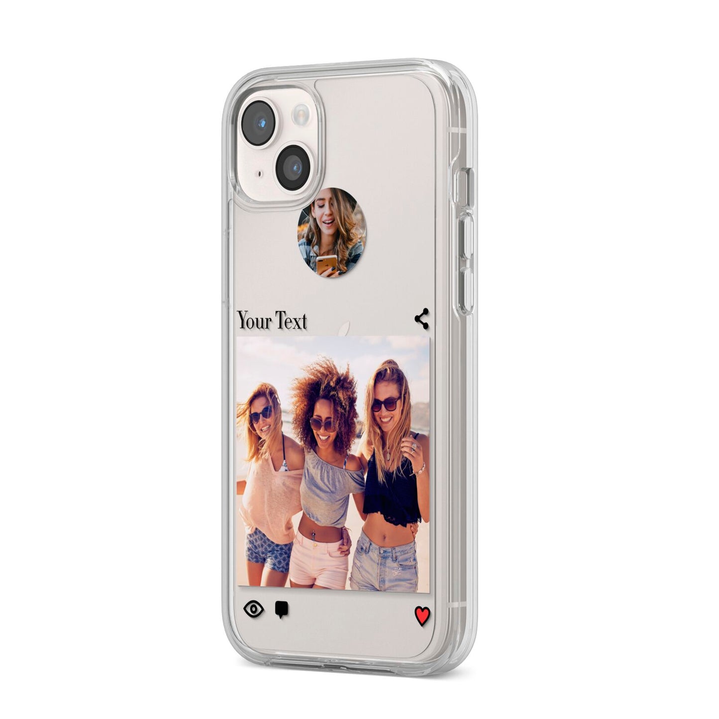 Social Media Photo iPhone 14 Plus Clear Tough Case Starlight Angled Image