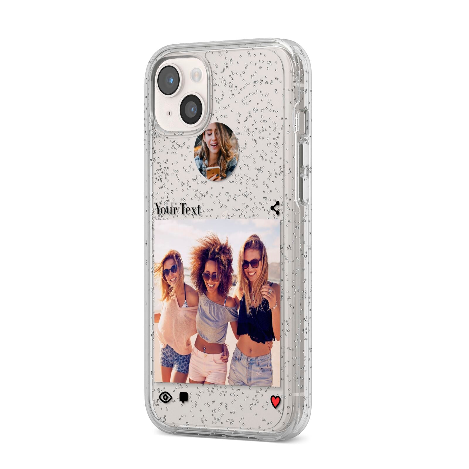 Social Media Photo iPhone 14 Plus Glitter Tough Case Starlight Angled Image