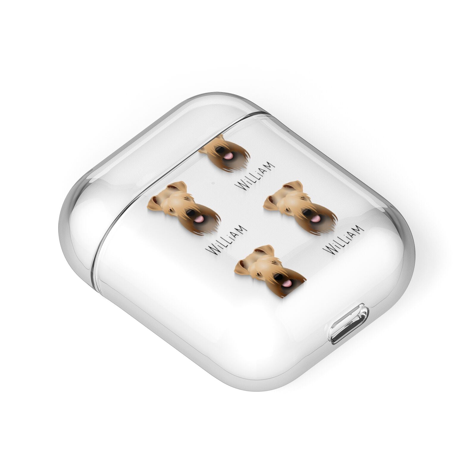 Soft Coated Wheaten Terrier Icon with Name AirPods Case Laid Flat