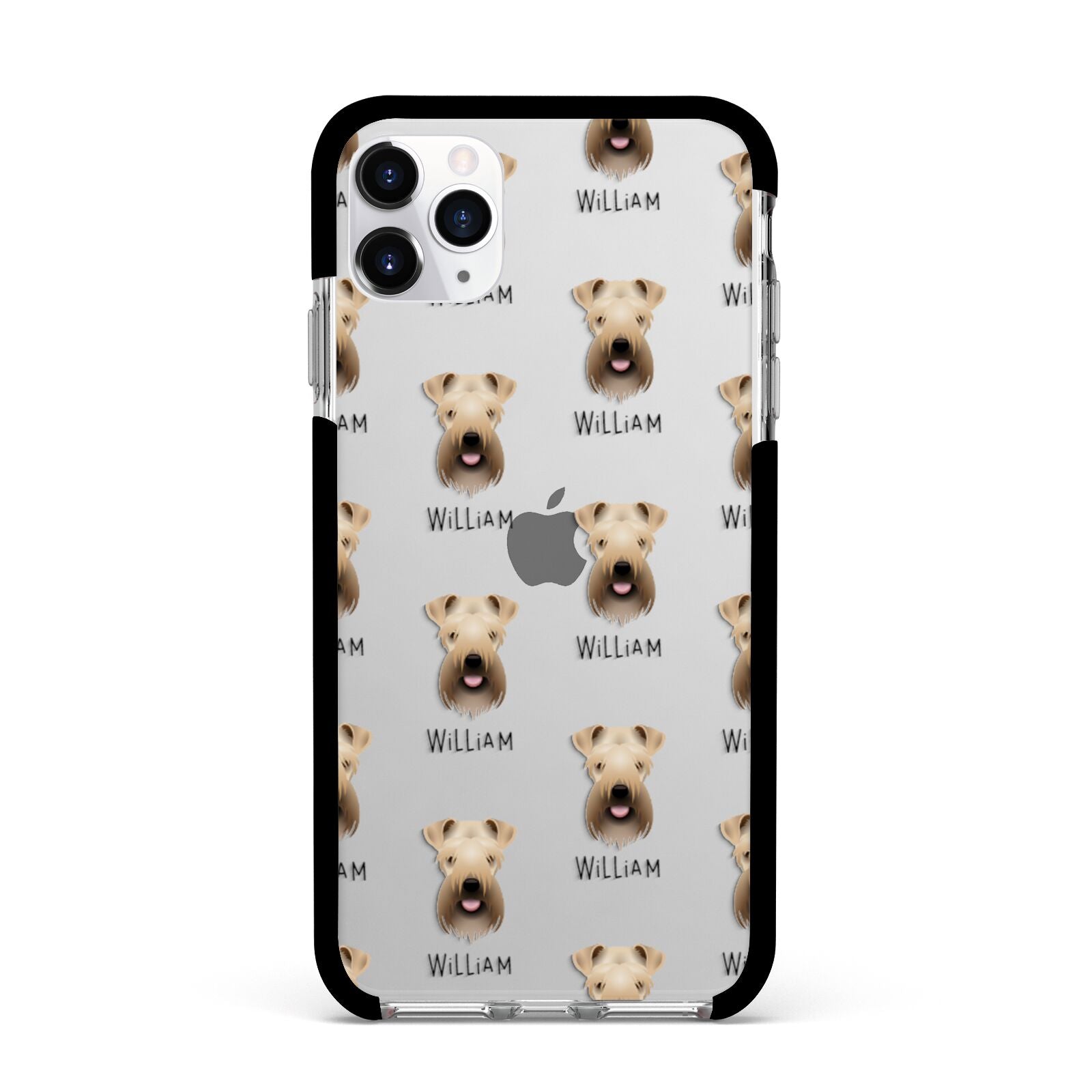 Soft Coated Wheaten Terrier Icon with Name Apple iPhone 11 Pro Max in Silver with Black Impact Case