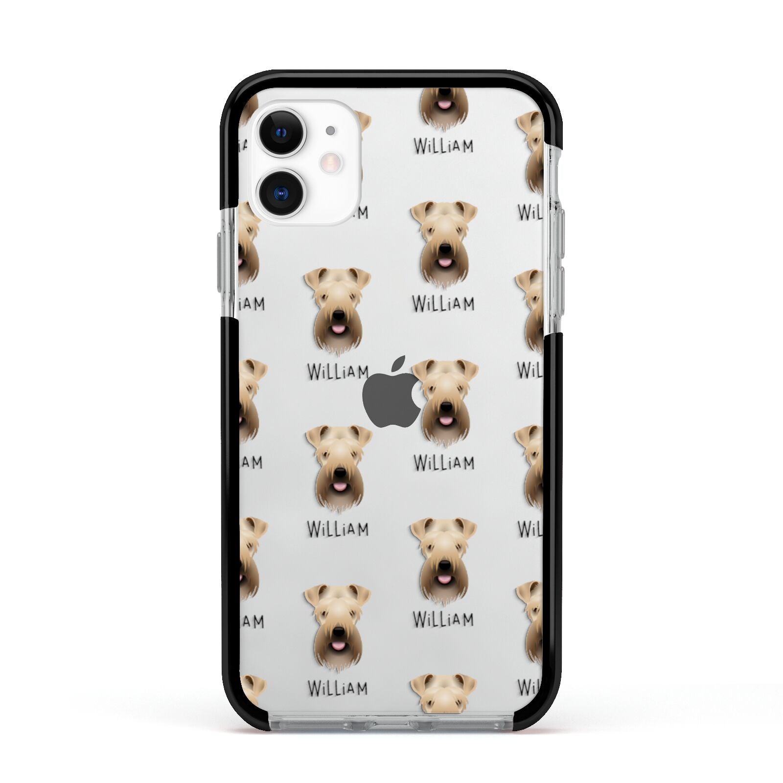 Soft Coated Wheaten Terrier Icon with Name Apple iPhone 11 in White with Black Impact Case