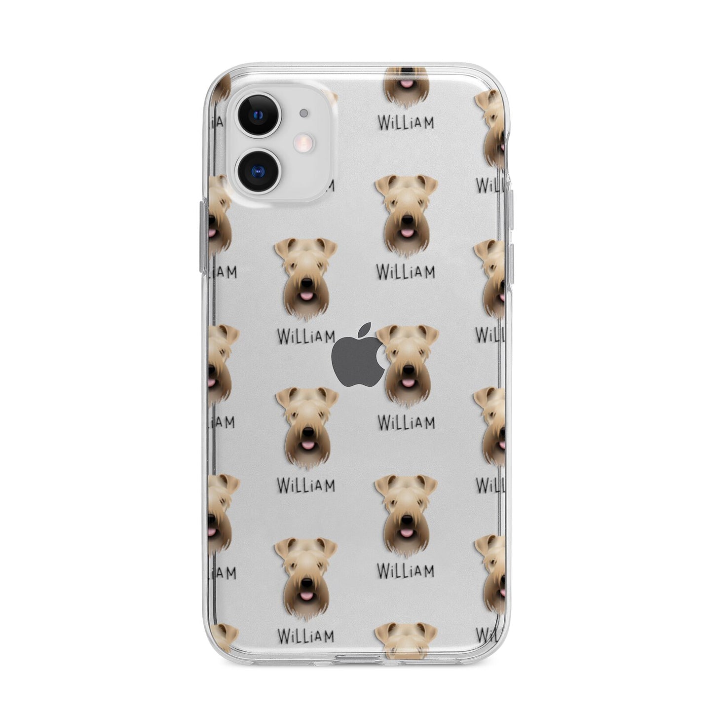 Soft Coated Wheaten Terrier Icon with Name Apple iPhone 11 in White with Bumper Case