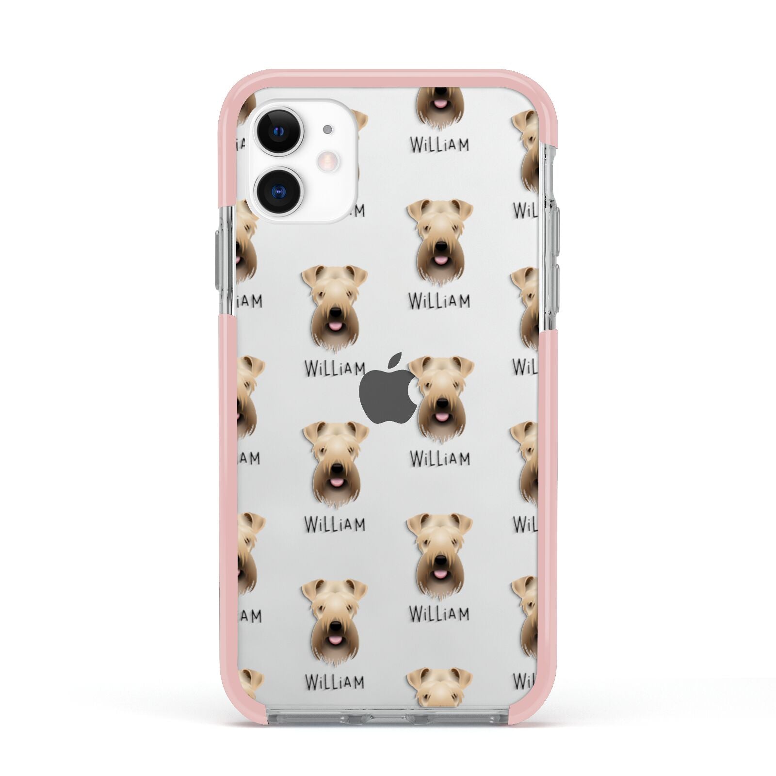 Soft Coated Wheaten Terrier Icon with Name Apple iPhone 11 in White with Pink Impact Case