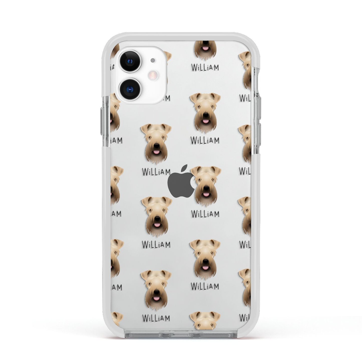 Soft Coated Wheaten Terrier Icon with Name Apple iPhone 11 in White with White Impact Case