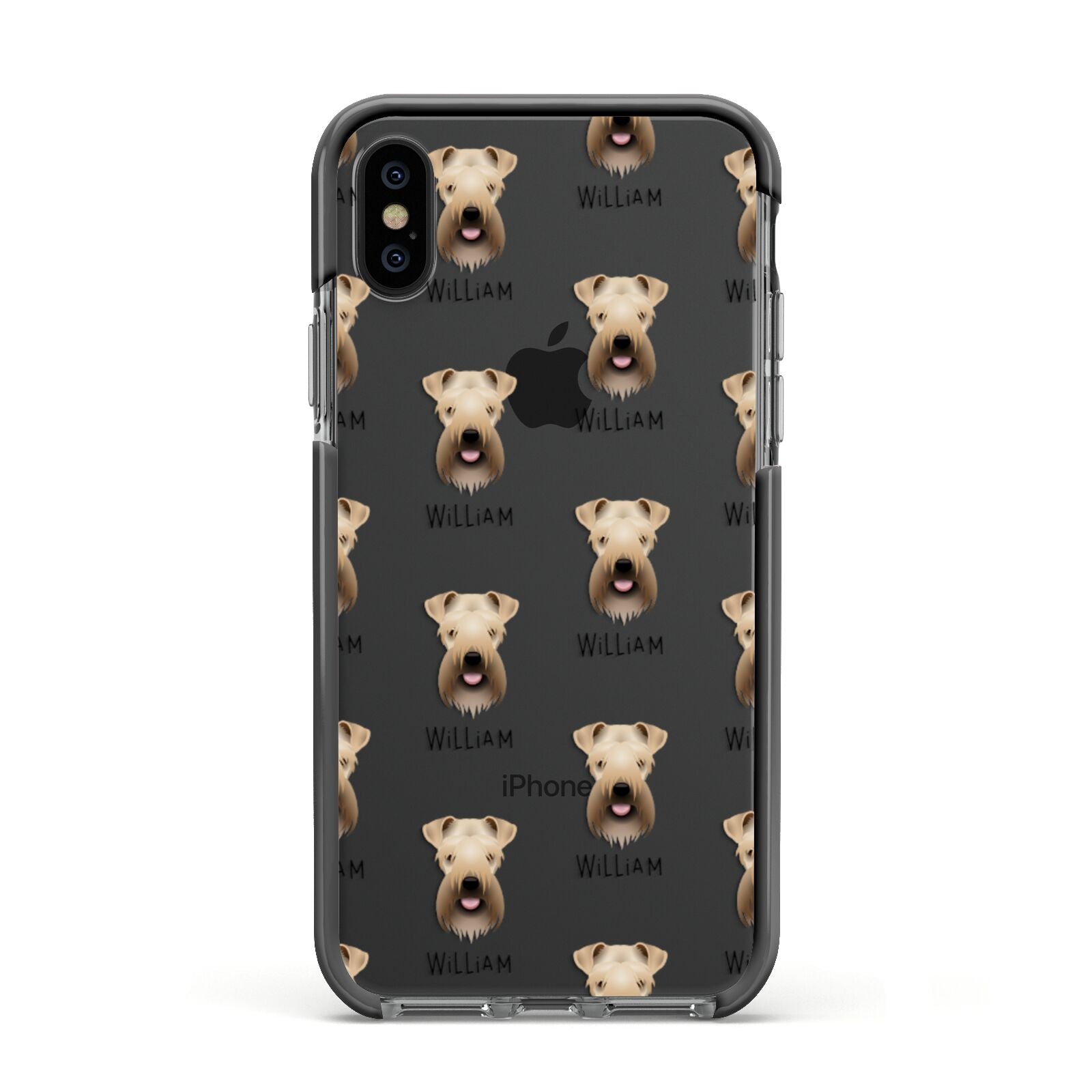 Soft Coated Wheaten Terrier Icon with Name Apple iPhone Xs Impact Case Black Edge on Black Phone
