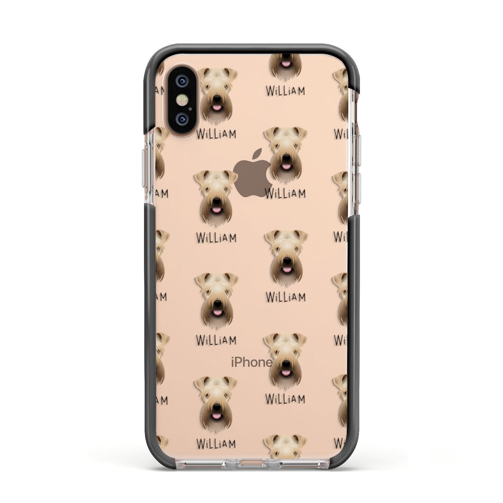 Soft Coated Wheaten Terrier Icon with Name Apple iPhone Xs Impact Case Black Edge on Gold Phone