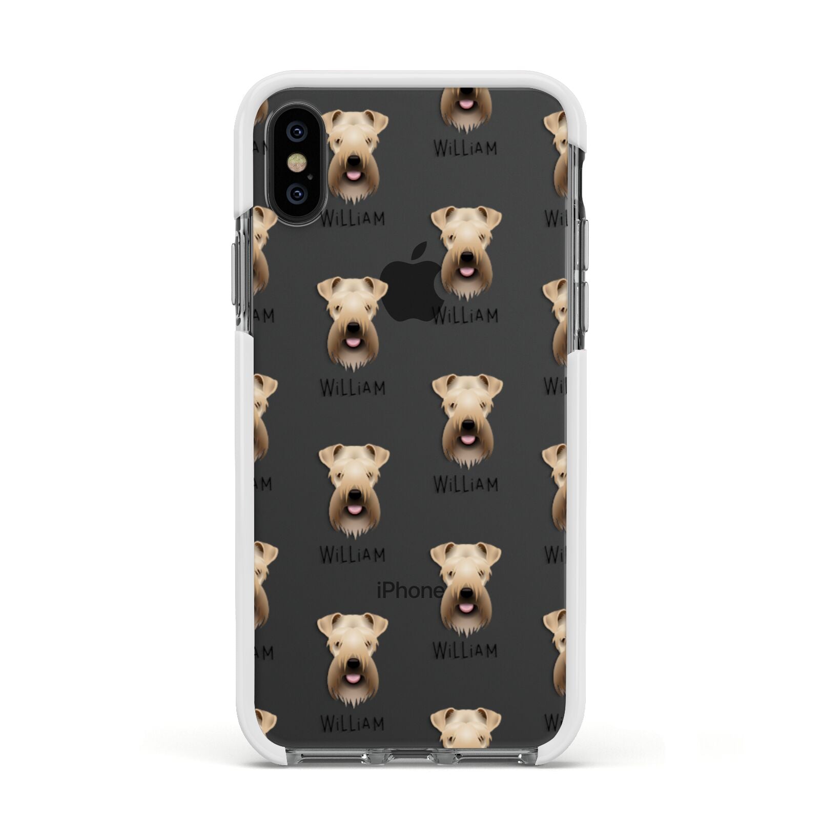 Soft Coated Wheaten Terrier Icon with Name Apple iPhone Xs Impact Case White Edge on Black Phone