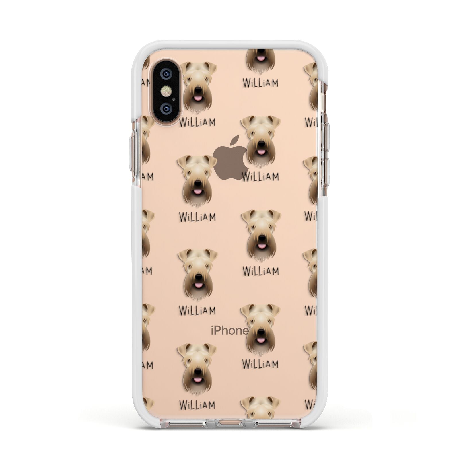 Soft Coated Wheaten Terrier Icon with Name Apple iPhone Xs Impact Case White Edge on Gold Phone