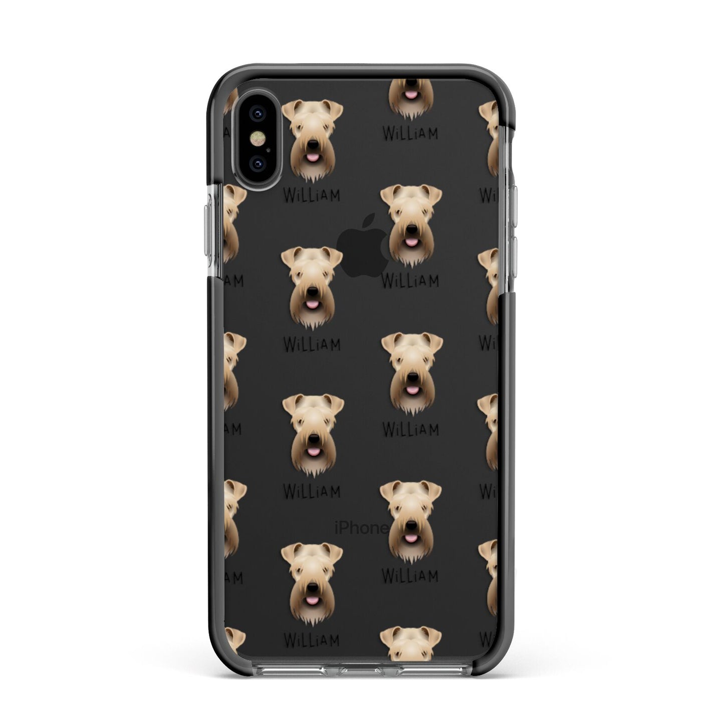 Soft Coated Wheaten Terrier Icon with Name Apple iPhone Xs Max Impact Case Black Edge on Black Phone