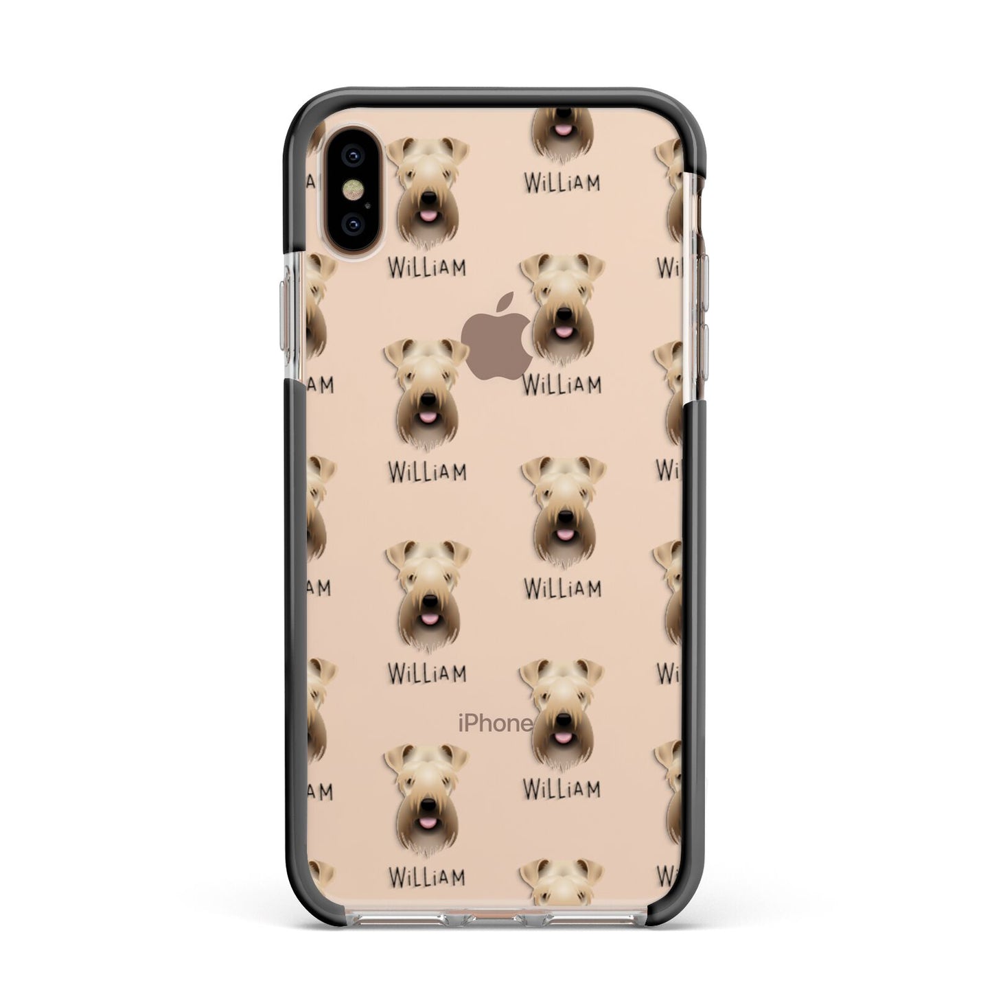 Soft Coated Wheaten Terrier Icon with Name Apple iPhone Xs Max Impact Case Black Edge on Gold Phone