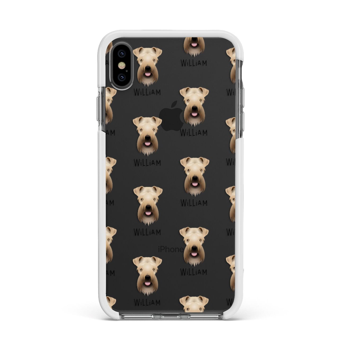 Soft Coated Wheaten Terrier Icon with Name Apple iPhone Xs Max Impact Case White Edge on Black Phone