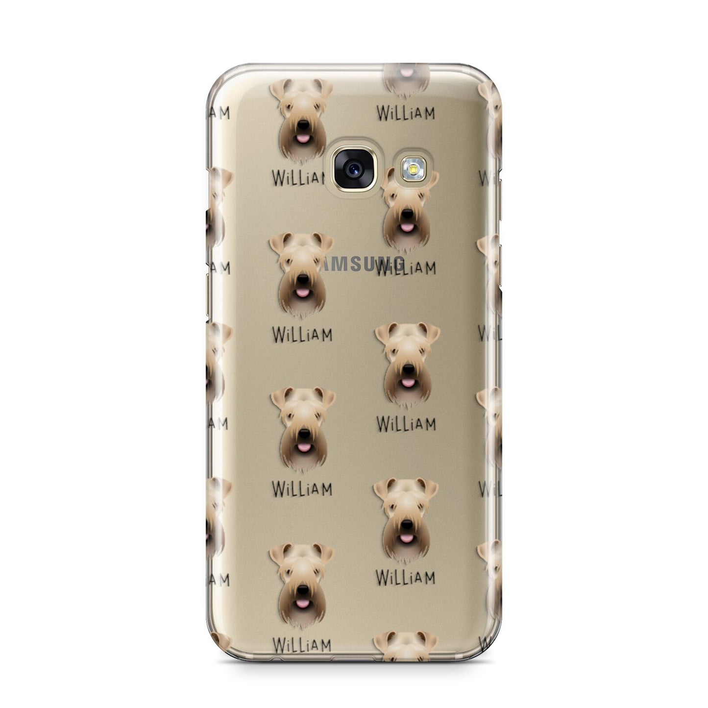 Soft Coated Wheaten Terrier Icon with Name Samsung Galaxy A3 2017 Case on gold phone