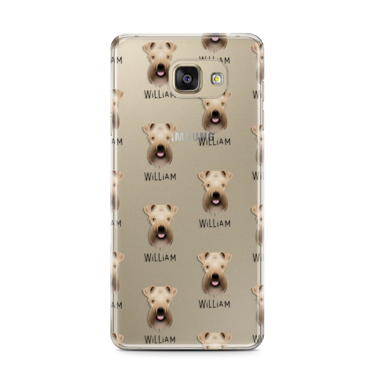 Soft Coated Wheaten Terrier Icon with Name Samsung Galaxy A7 2016 Case on gold phone