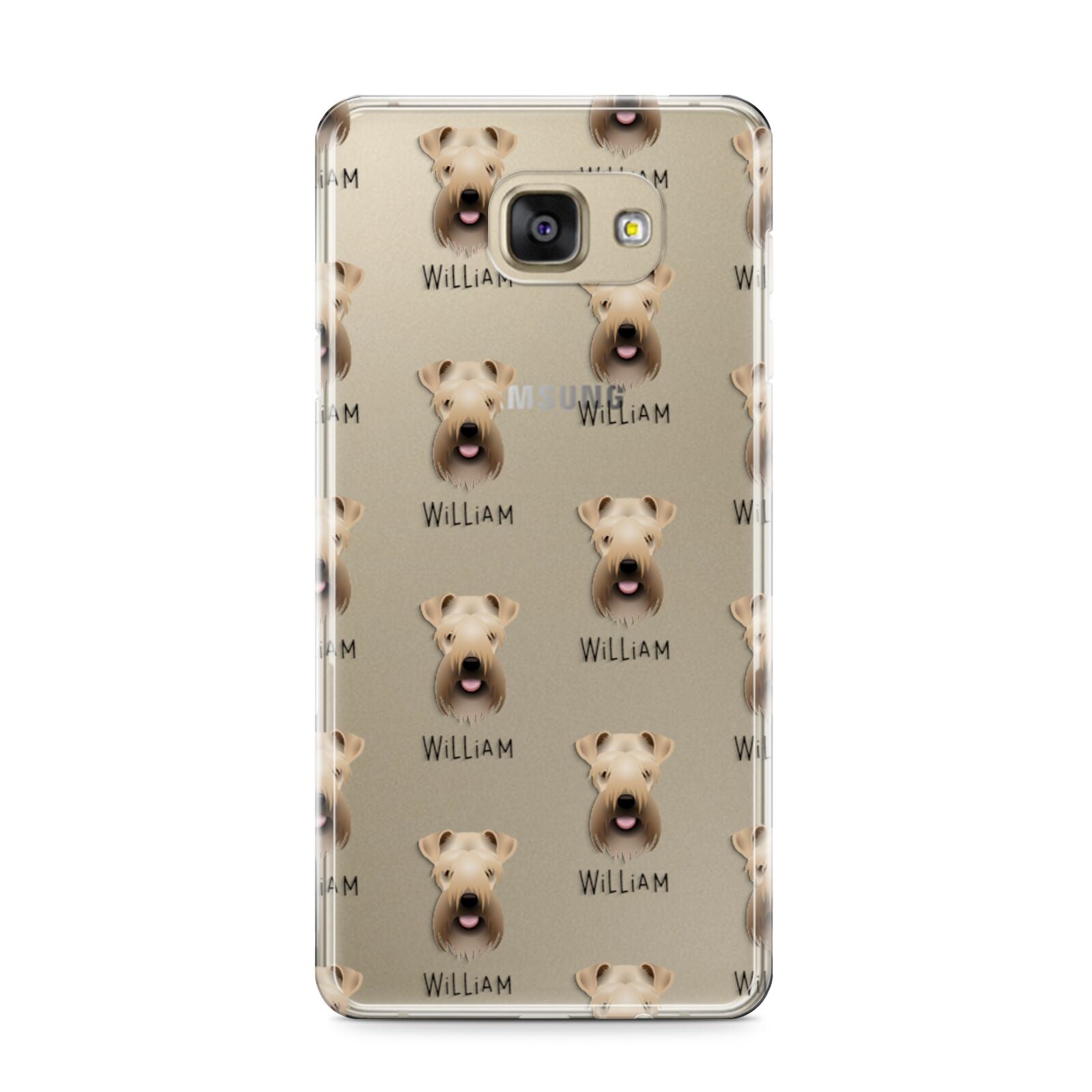 Soft Coated Wheaten Terrier Icon with Name Samsung Galaxy A9 2016 Case on gold phone