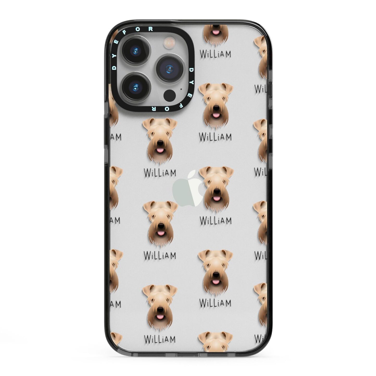 Soft Coated Wheaten Terrier Icon with Name iPhone 13 Pro Max Black Impact Case on Silver phone