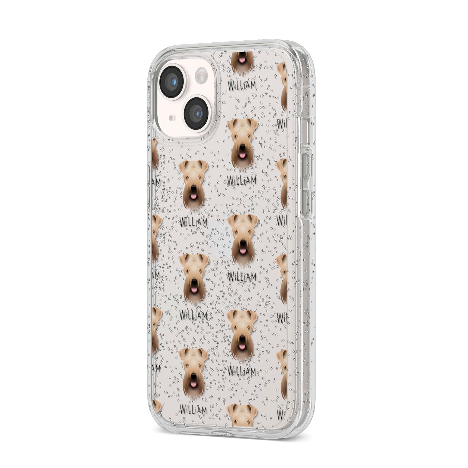 Soft Coated Wheaten Terrier Icon with Name iPhone 14 Glitter Tough Case Starlight Angled Image