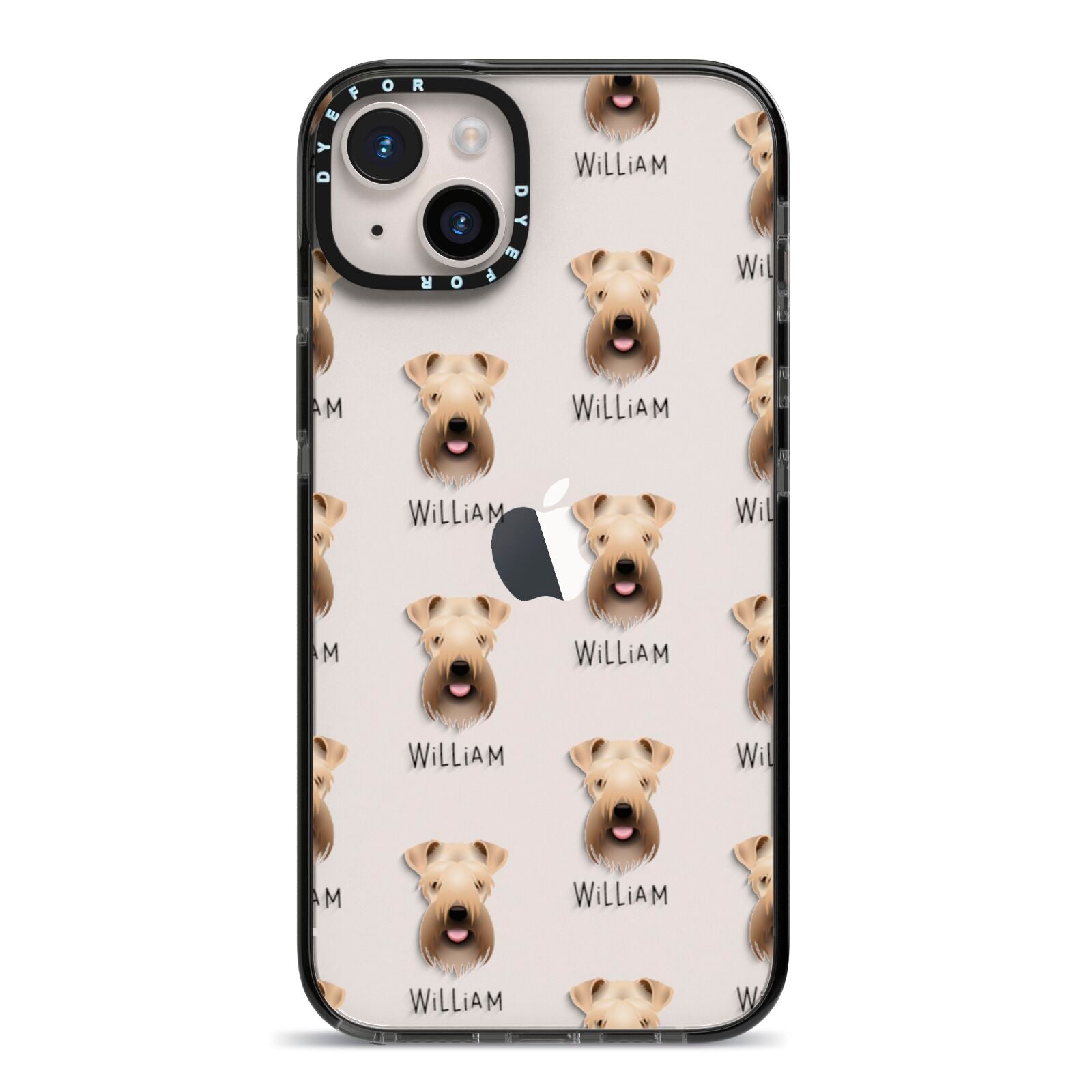 Soft Coated Wheaten Terrier Icon with Name iPhone 14 Plus Black Impact Case on Silver phone