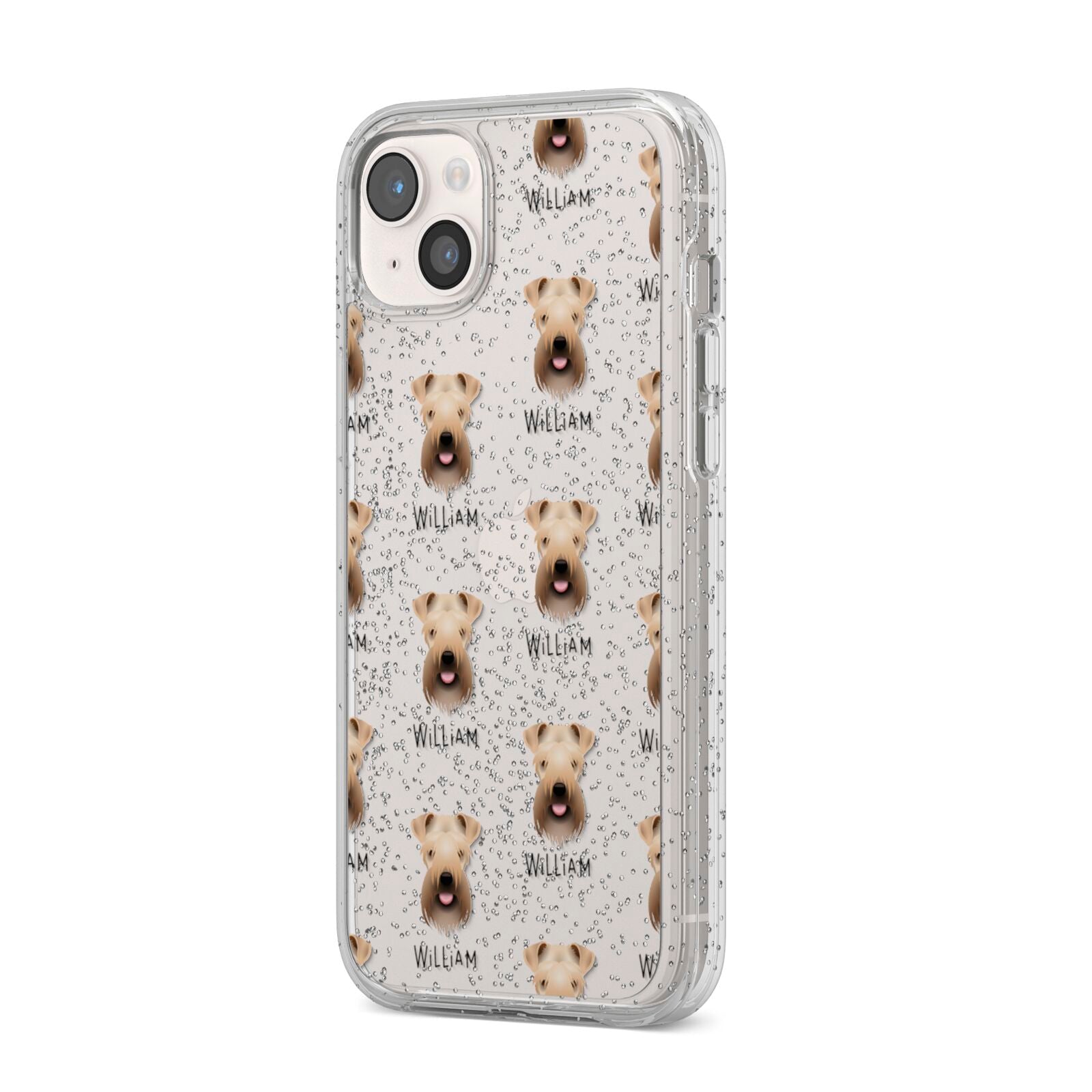 Soft Coated Wheaten Terrier Icon with Name iPhone 14 Plus Glitter Tough Case Starlight Angled Image