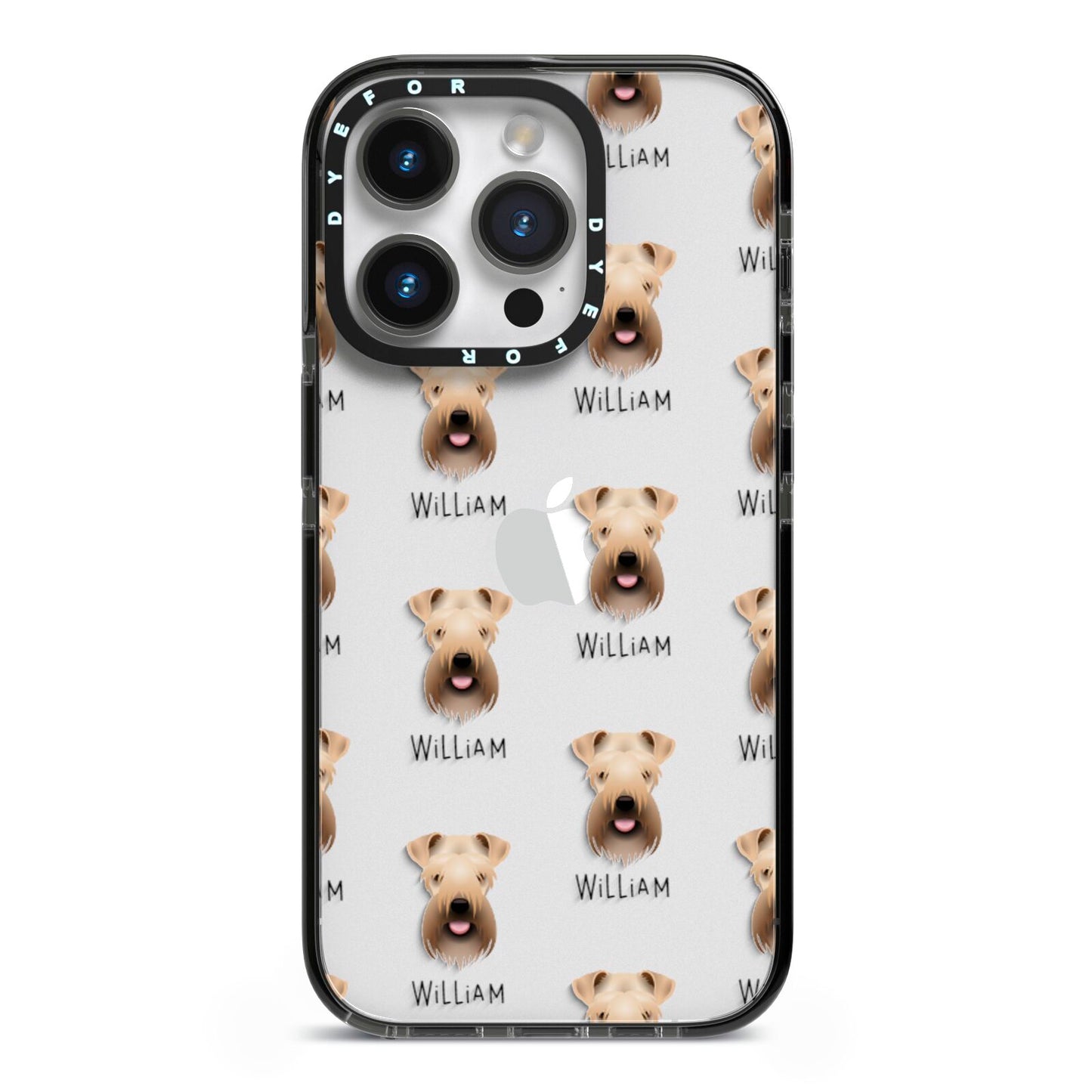 Soft Coated Wheaten Terrier Icon with Name iPhone 14 Pro Black Impact Case on Silver phone