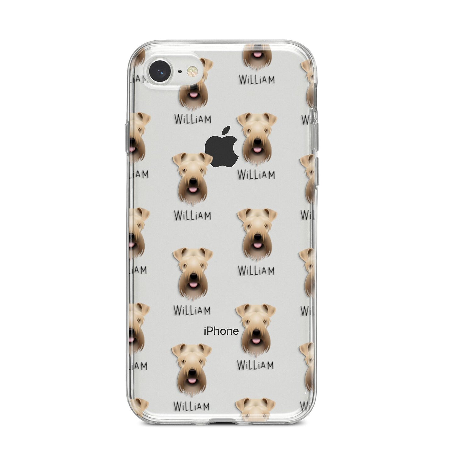 Soft Coated Wheaten Terrier Icon with Name iPhone 8 Bumper Case on Silver iPhone
