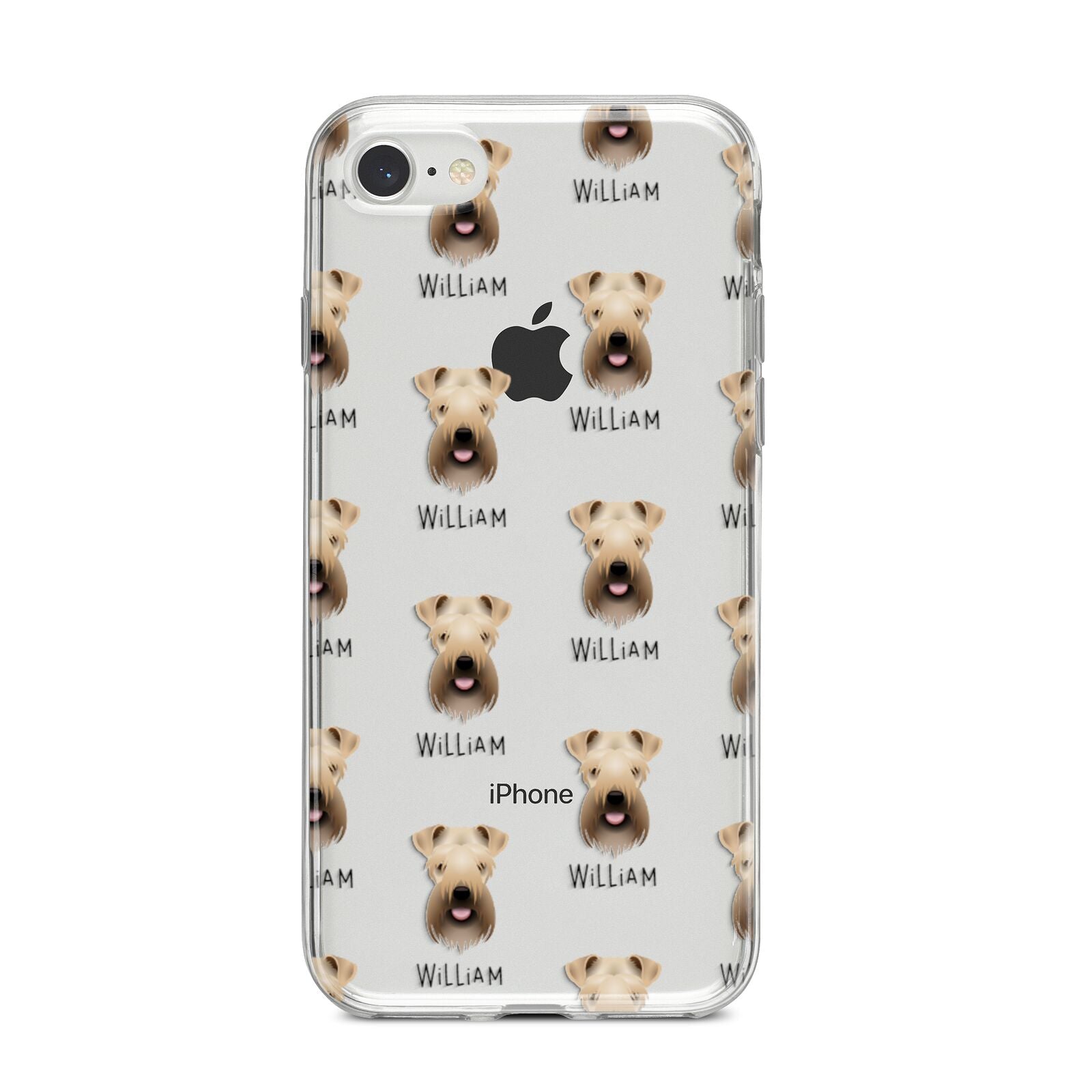 Soft Coated Wheaten Terrier Icon with Name iPhone 8 Bumper Case on Silver iPhone