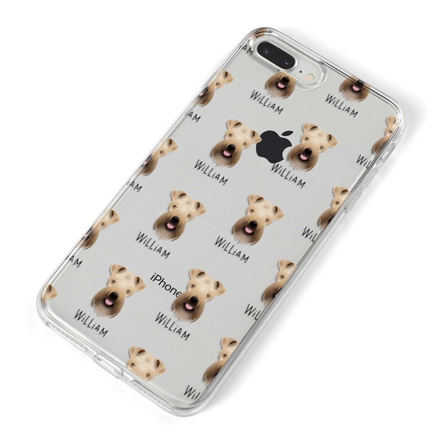 Soft Coated Wheaten Terrier Icon with Name iPhone 8 Plus Bumper Case on Silver iPhone Alternative Image