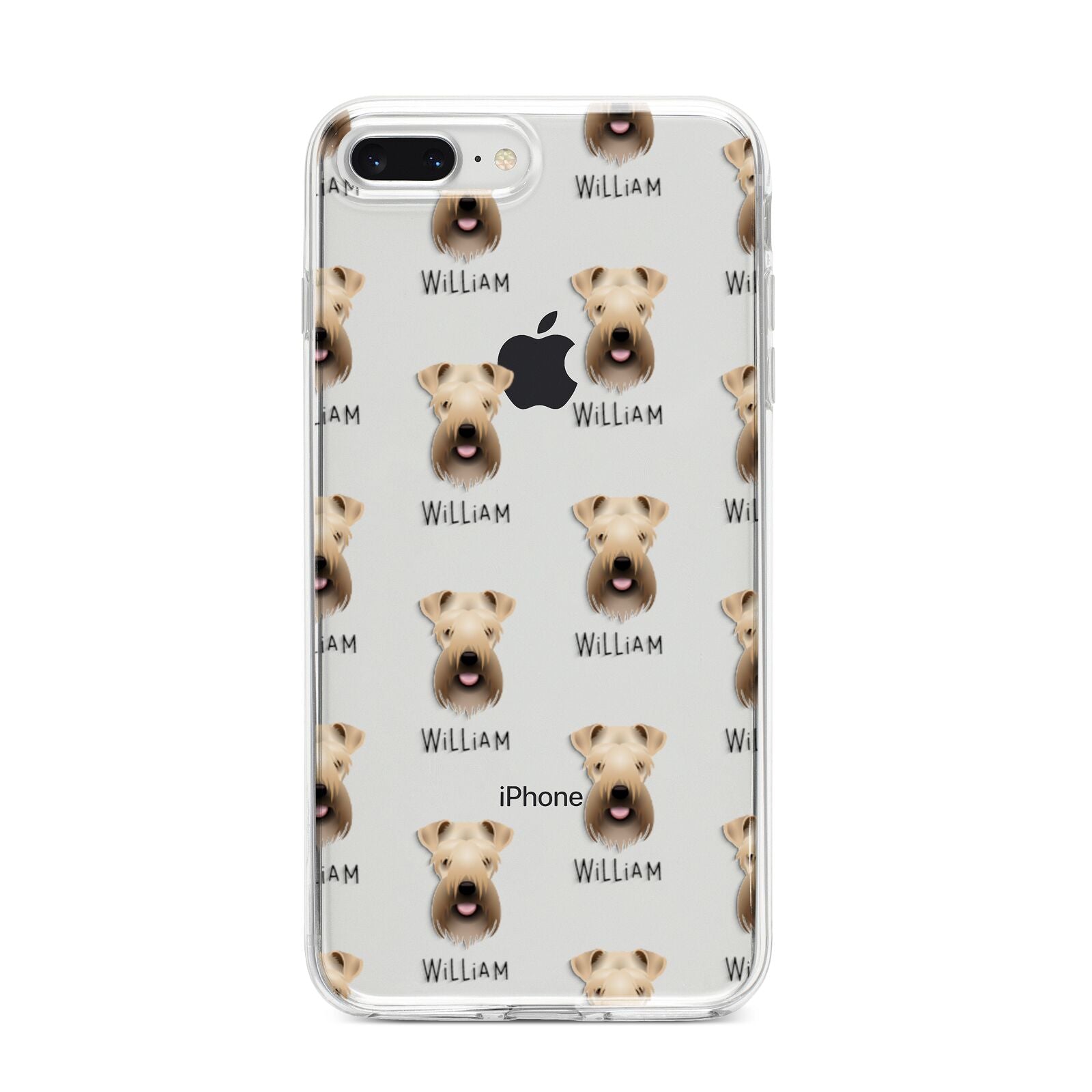 Soft Coated Wheaten Terrier Icon with Name iPhone 8 Plus Bumper Case on Silver iPhone