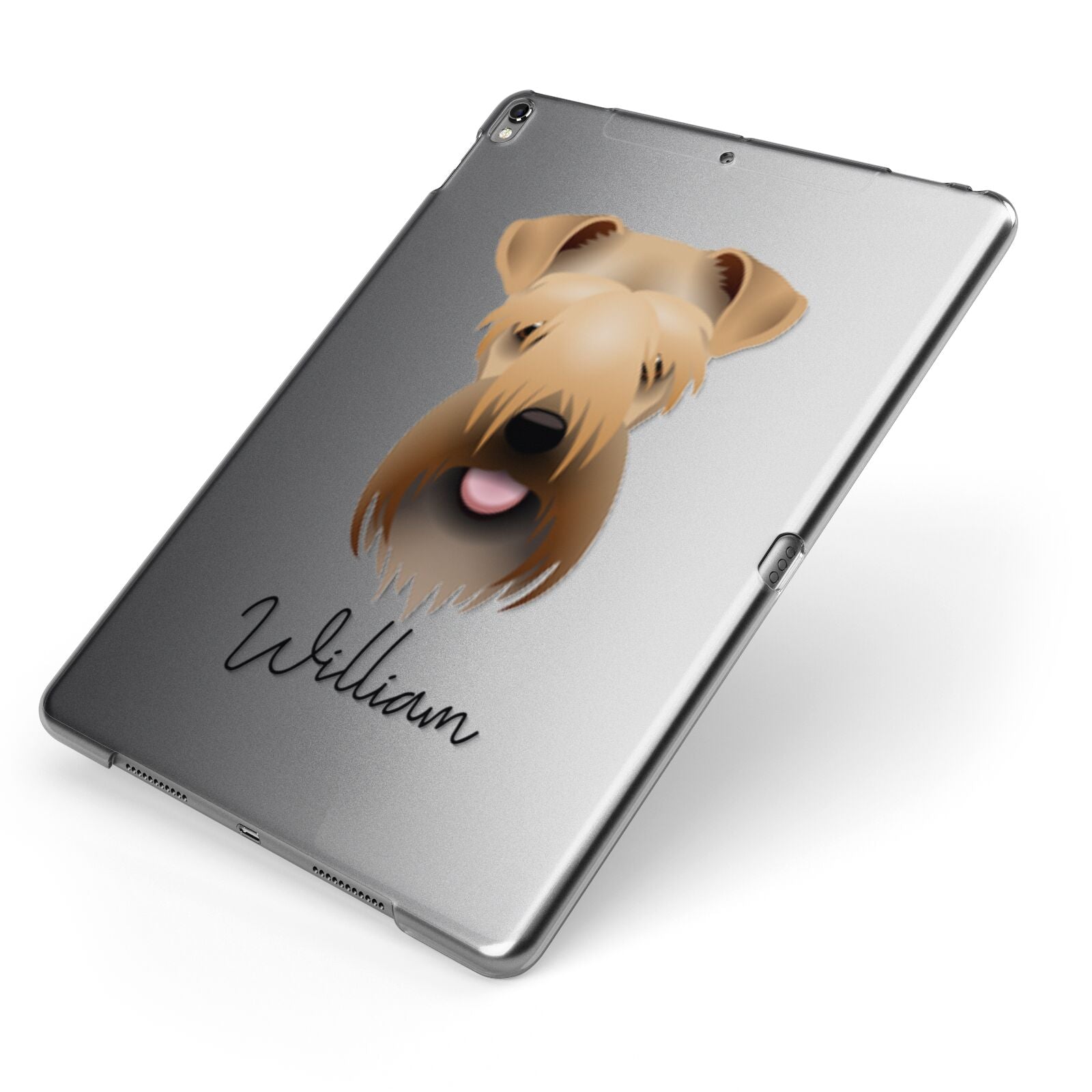 Soft Coated Wheaten Terrier Personalised Apple iPad Case on Grey iPad Side View