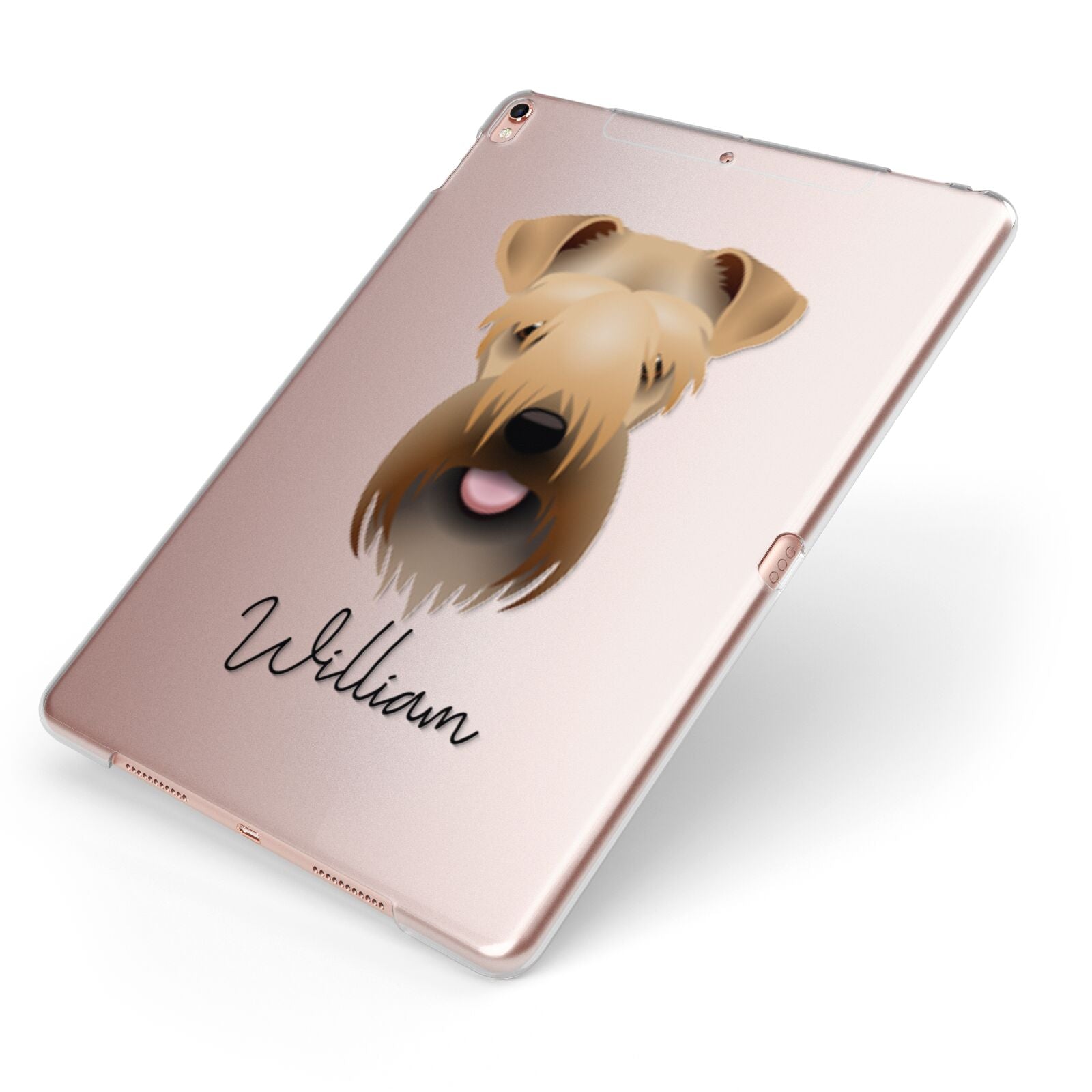 Soft Coated Wheaten Terrier Personalised Apple iPad Case on Rose Gold iPad Side View