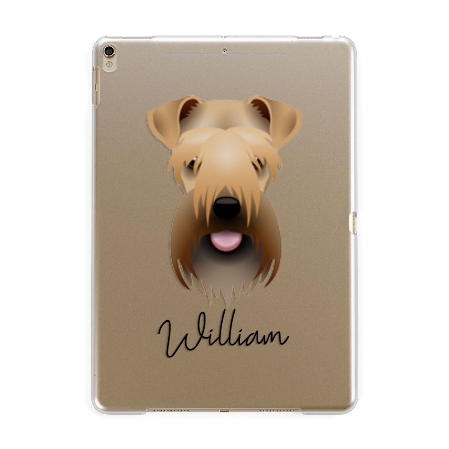 Soft Coated Wheaten Terrier Personalised Apple iPad Gold Case