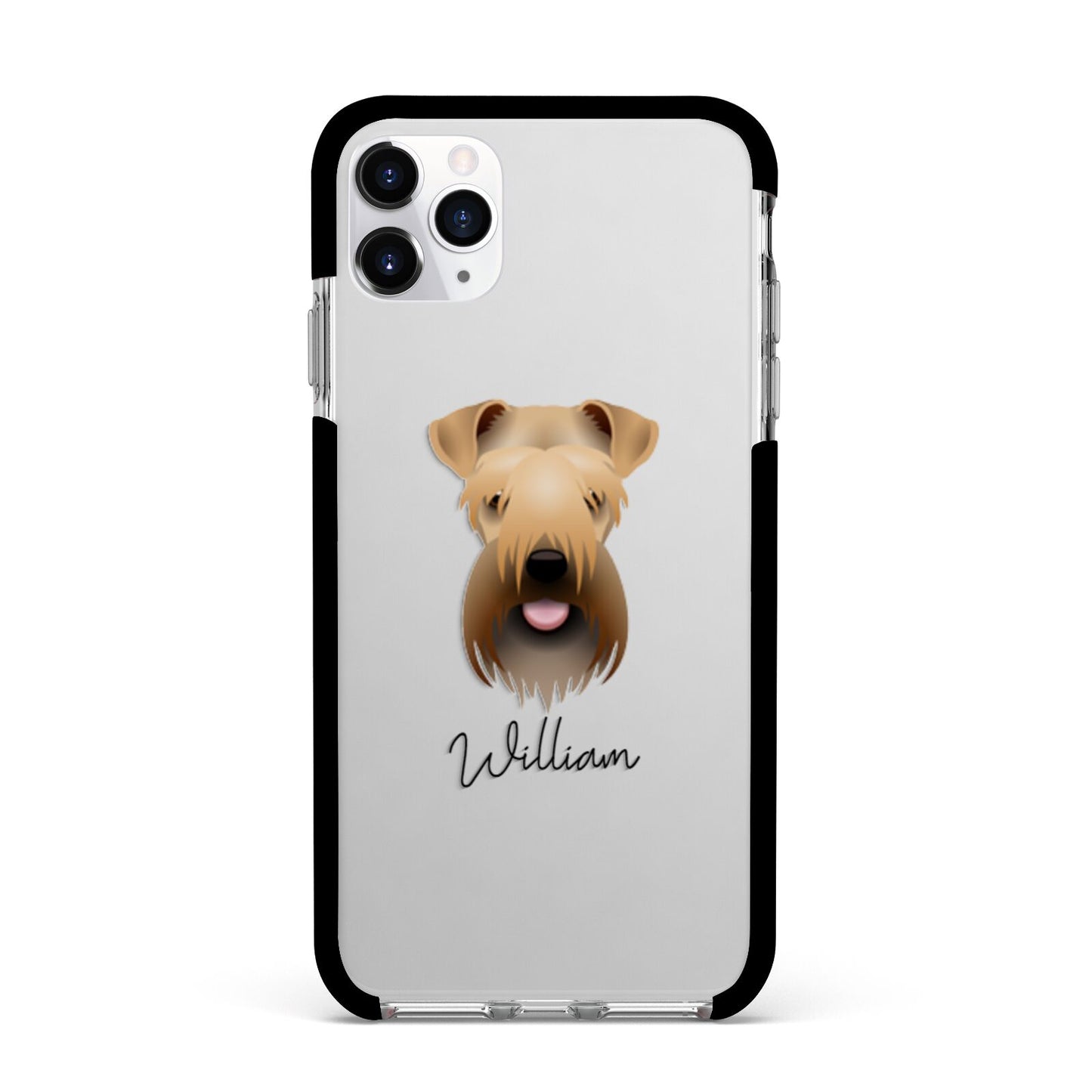 Soft Coated Wheaten Terrier Personalised Apple iPhone 11 Pro Max in Silver with Black Impact Case