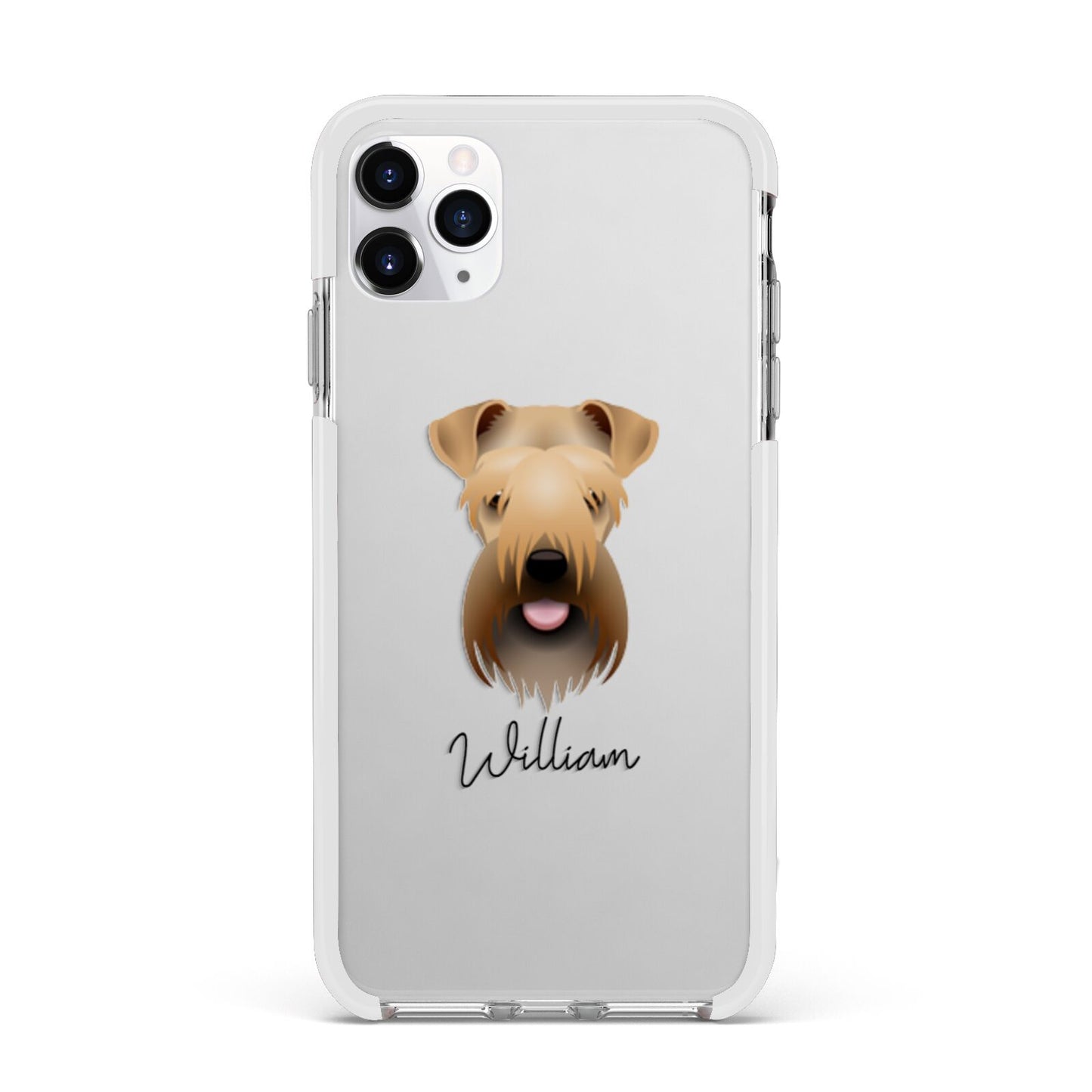 Soft Coated Wheaten Terrier Personalised Apple iPhone 11 Pro Max in Silver with White Impact Case