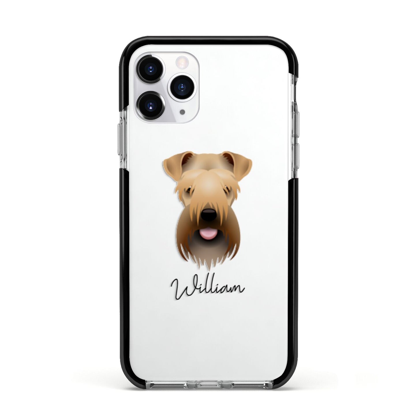 Soft Coated Wheaten Terrier Personalised Apple iPhone 11 Pro in Silver with Black Impact Case