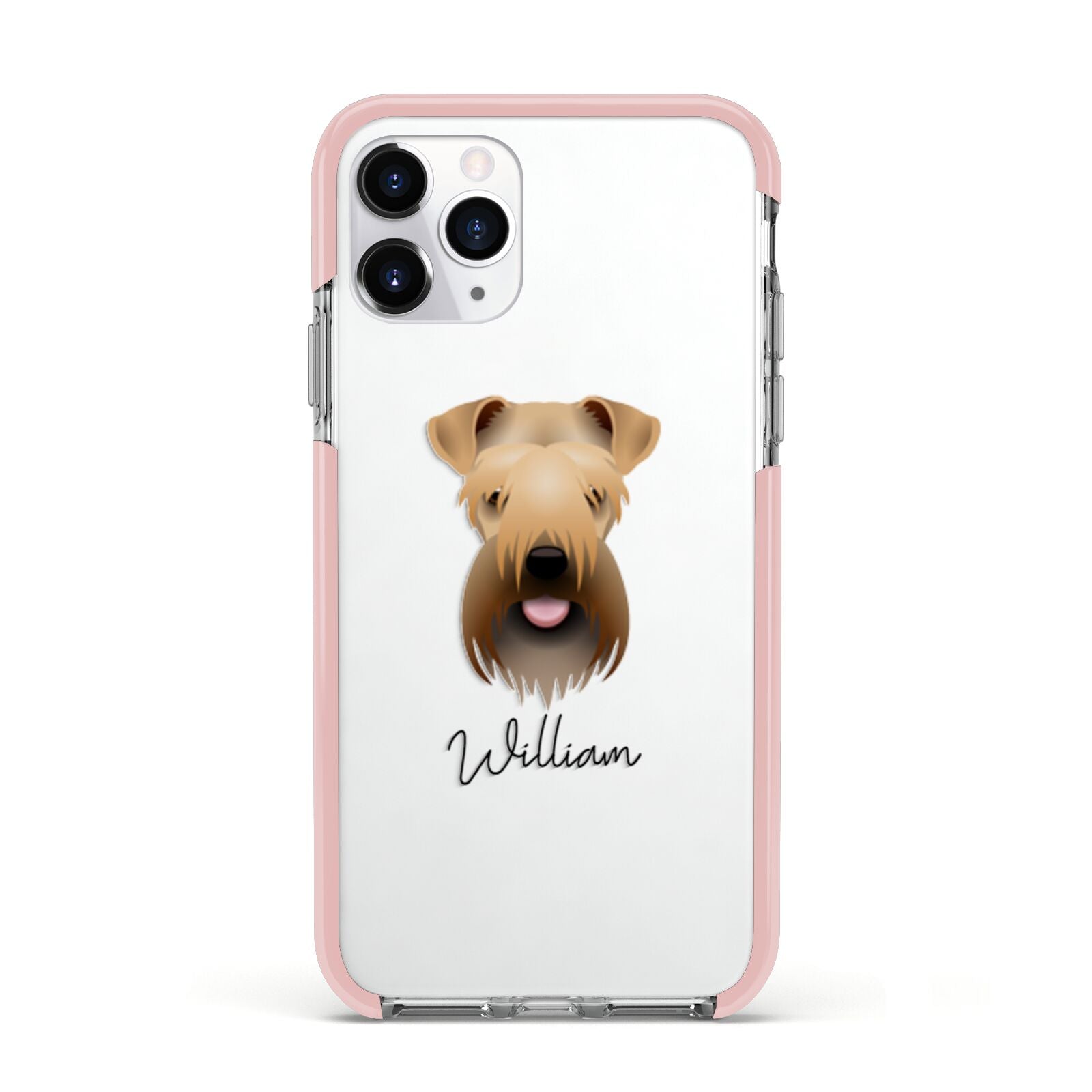 Soft Coated Wheaten Terrier Personalised Apple iPhone 11 Pro in Silver with Pink Impact Case