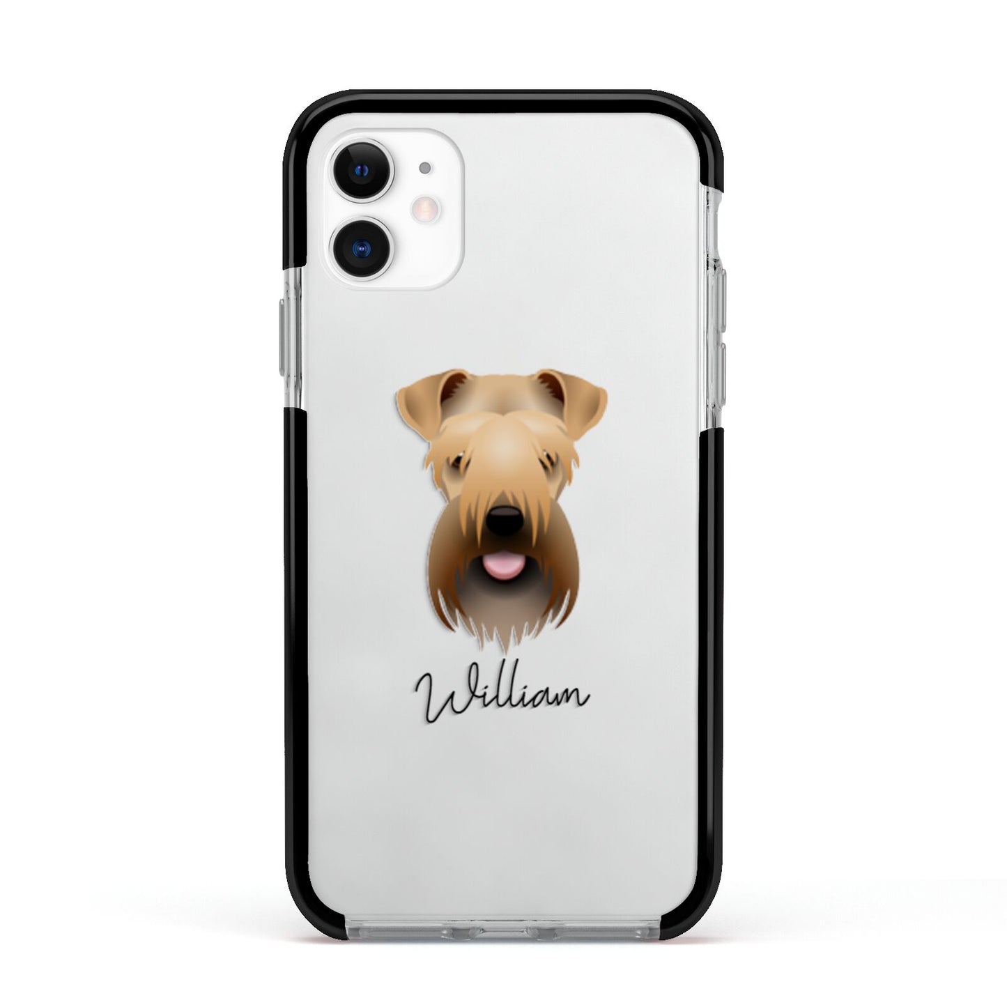 Soft Coated Wheaten Terrier Personalised Apple iPhone 11 in White with Black Impact Case